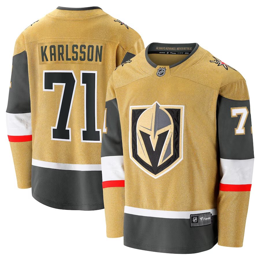 Men Vegas Golden Knights #71 William Karlsson Fanatics Branded Gold Home Premier Breakaway Player NHL Jersey